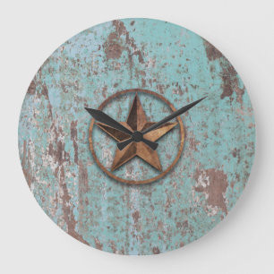 Rustic Star (Blue) Large Clock