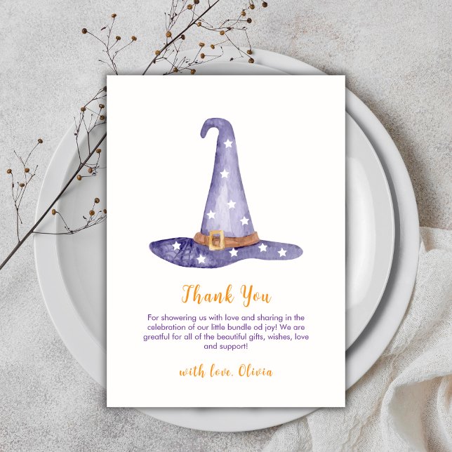 Rustic Star Little Boo Witch Hat Baby Shower Thank You Card (Rustic Star Little Boo Witch Hat Baby Shower Thank You Card)