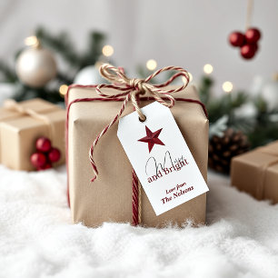 Rustic star Merry & Bright personalised Gift Tags