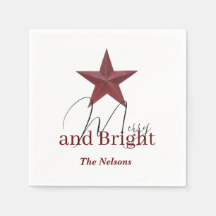 Rustic  star Merry & Bright personalised Napkin