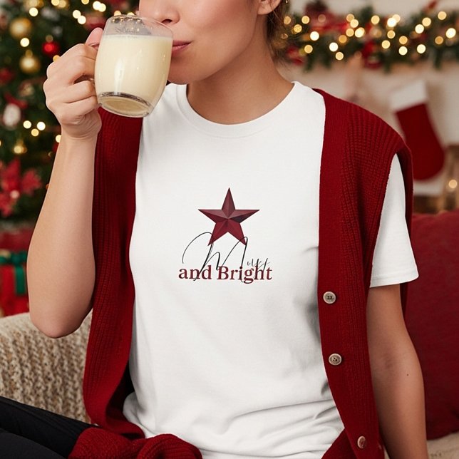 Rustic  star Merry & Bright  T-Shirt (Creator Uploaded)