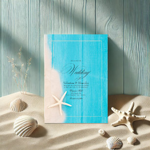 Rustic Starfish and Ocean Vibes Beach Wedding Invitation