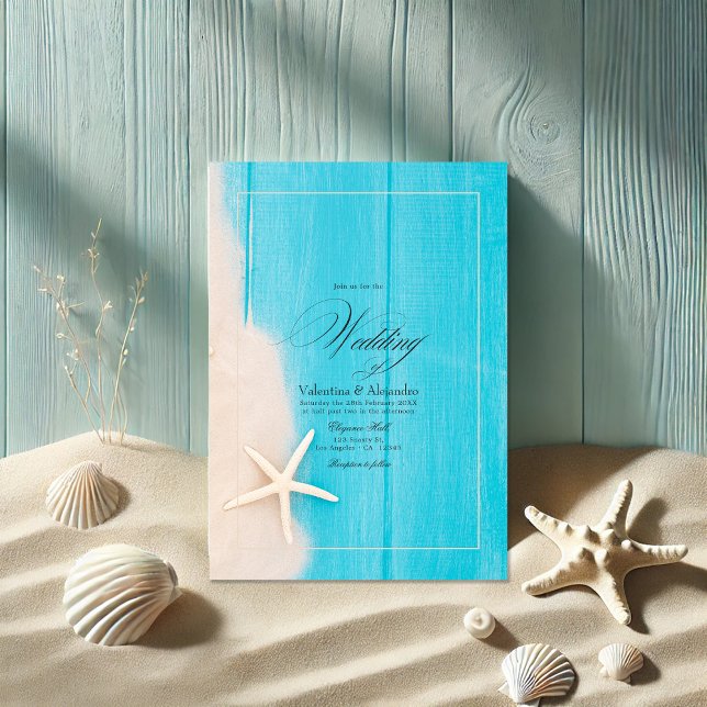 Rustic Starfish and Ocean Vibes Beach Wedding Invitation (Rustic Starfish and Ocean Vibes Beach Wedding Invitation)