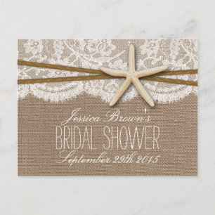 Rustic Starfish Beach Bridal Shower Recipe Card