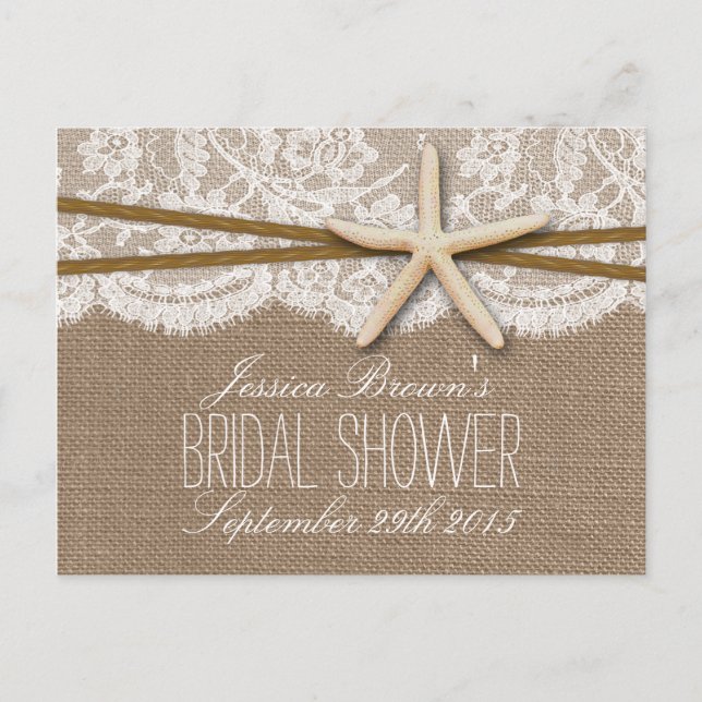 Rustic Starfish Beach Bridal Shower Recipe Card (Front)