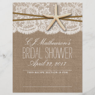 Rustic Starfish Beach Bridal Shower Recipe Divider