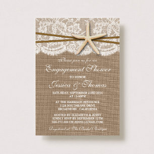 Rustic Starfish Beach Engagement Shower Or Party Invitation