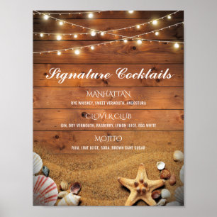 Rustic Starfish Beach Signature Cocktail List Poster