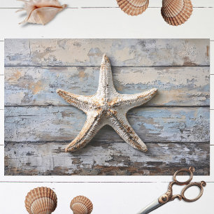 Rustic Starfish on Weathered Wood Decoupage Tissue Paper