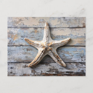 Rustic Starfish on Weathered Wood Postcard