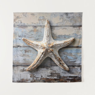 Rustic Starfish on Weathered Wood Tapestry