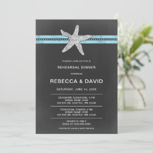 Rustic Starfish Sea Ocean Beach Rehearsal Dinner Invitation