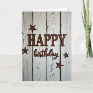 Rustic Starry Birthday Card