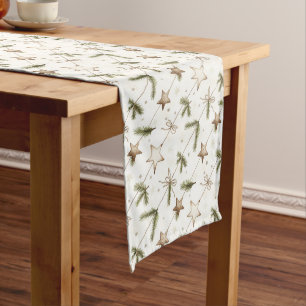 Rustic Stars, Twine and Pine Needles Medium Table Runner