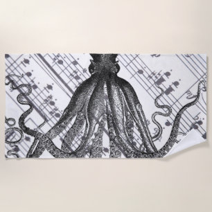 rustic steampunk nautical modern vintage octopus beach towel