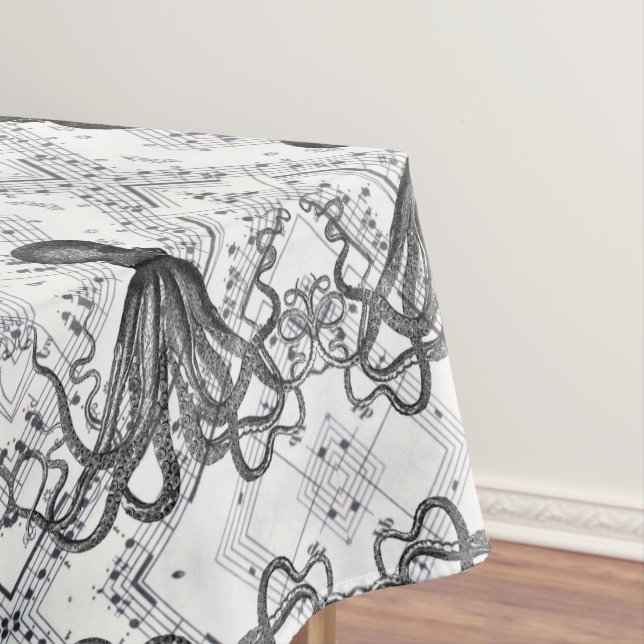 rustic steampunk nautical modern vintage octopus tablecloth (In Situ)