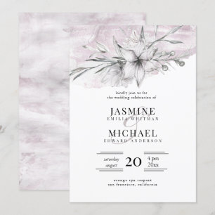 rustic stencil botanical elegant wedding invitation