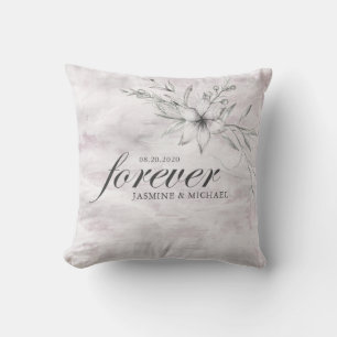 rustic stencil botanical forever wedding pillow