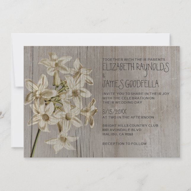 Rustic Stephanotis Wedding Invitations (Front)