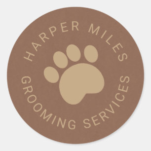rustic sticker with brown paw print