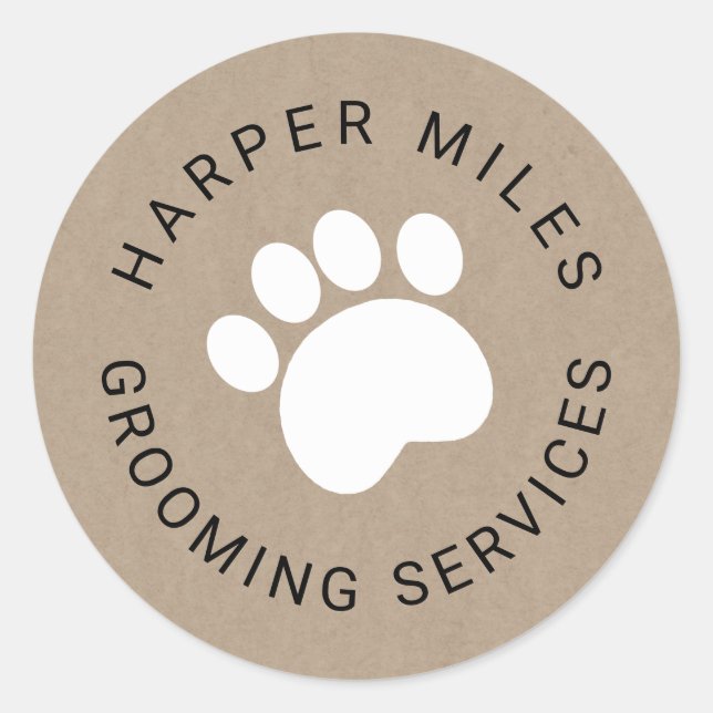 rustic sticker with white paw print (Front)