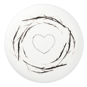 Rustic Sticks Twigs Branches Wreath Country Chic Ceramic Knob