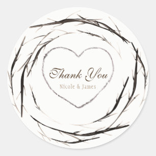 Rustic Sticks Twigs Branches Wreath Custom Favour Classic Round Sticker