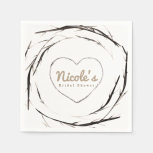 Rustic Sticks Twigs Branches Wreath Custom Party Napkin