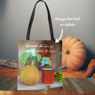Rustic Still Life with a Pumpkin and a Red Mug Tote Bag