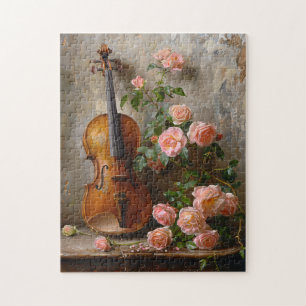 Rustic Still Life with Vintage Violin Jigsaw Puzzle