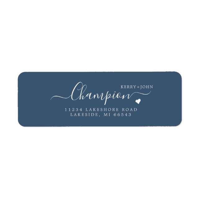 Rustic Stone Blue Wedding Return Address Label (Front)