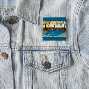 Rustic Stone Bridge Over River Nature Landscape 15 Cm Square Badge