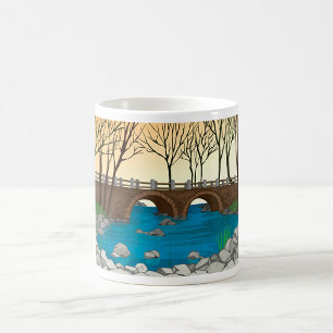 Rustic Stone Bridge Over River Nature Landscape  Coffee Mug