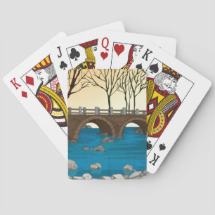Rustic Stone Bridge Over River Nature Landscape  Playing Cards
