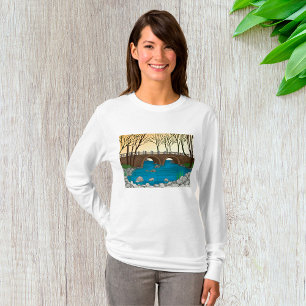 Rustic Stone Bridge Over River Nature Landscape  T-Shirt