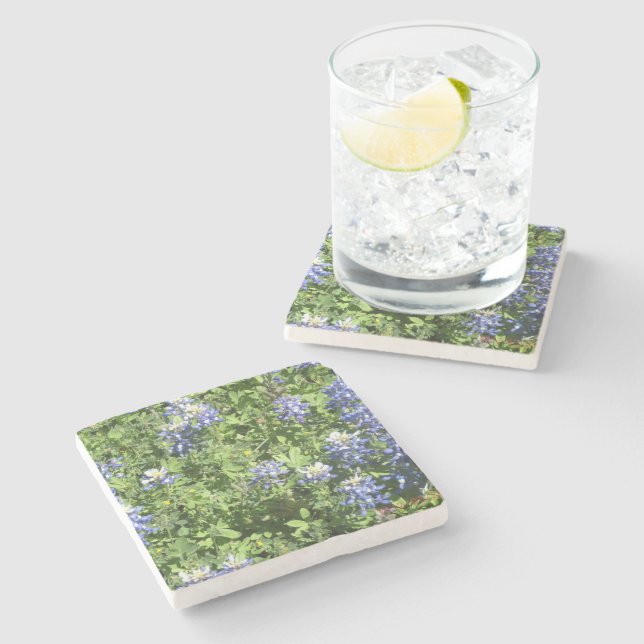Rustic Stone Coasters with Bluebonnets (Side)