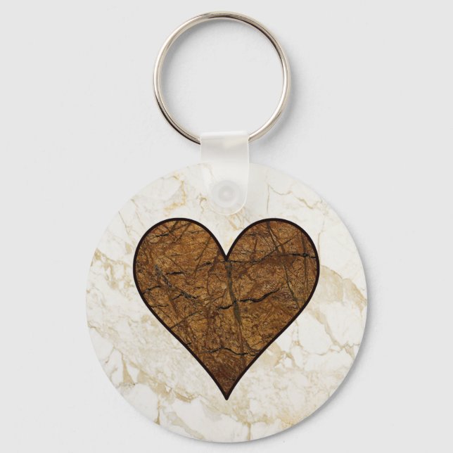 Rustic Stone Heart Key Ring (Front)