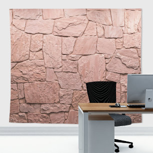 Rustic Stone Slates Wall Light Pink Backdrop Tapestry