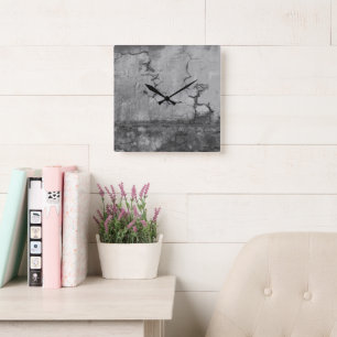 Rustic Stone Wall Napoli 1 - BW Square Wall Clock