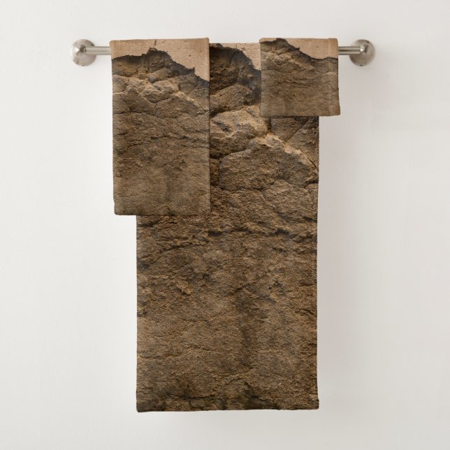 Rustic Stone Wall Napoli 2 - Yin Yang Bath Towel Set (Insitu)