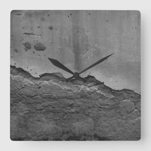 Rustic Stone Wall Napoli 2 - Yin Yang - BW Square Wall Clock