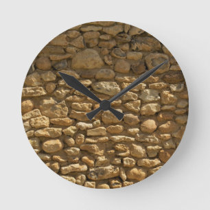 Rustic Stone Wall Round Clock