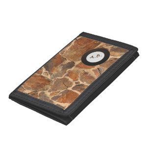 Rustic Stone Wall Structure Geology any Initials Tri-fold Wallet