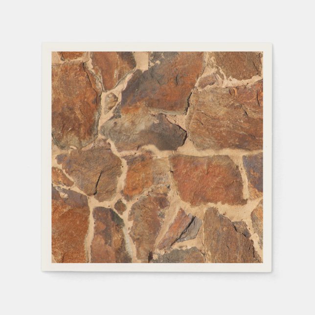Rustic Stone Wall Structure Geology Warm Glow Napkin (Front)