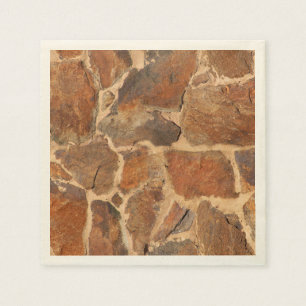 Rustic Stone Wall Structure Geology Warm Glow Napkin