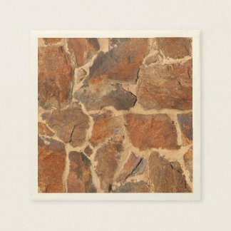 Rustic Stone Wall Structure Geology Warm Glow Napkin