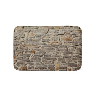 Rustic stone wall, textured decor bath mat