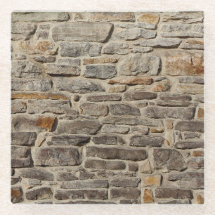 Rustic stone wall, textured decor glass coaster