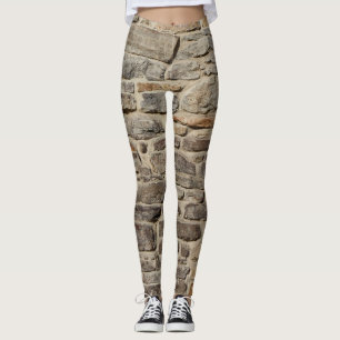 Rustic stone wall, textured decor leggings