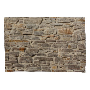 Rustic stone wall, textured decor pillowcase